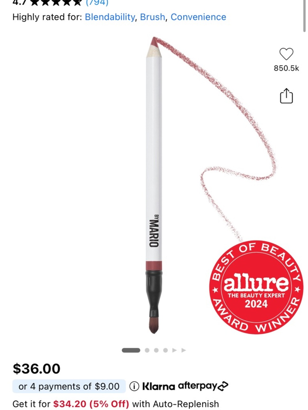 Makeup By Mario Lip Liner Pencil — Mauve Pink